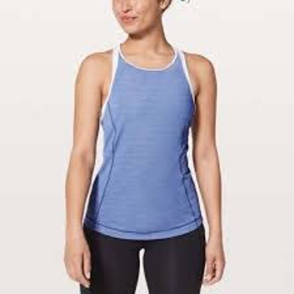 NEW Lululemon Time to Sweat Tank – Size 8 – Heathered Moroccan Blue / White - Picture 1 of 7